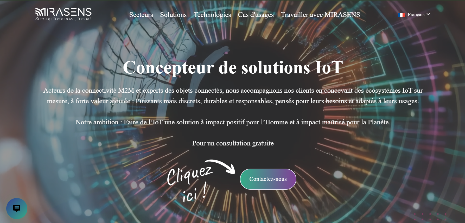 Mirasens homepage mockup