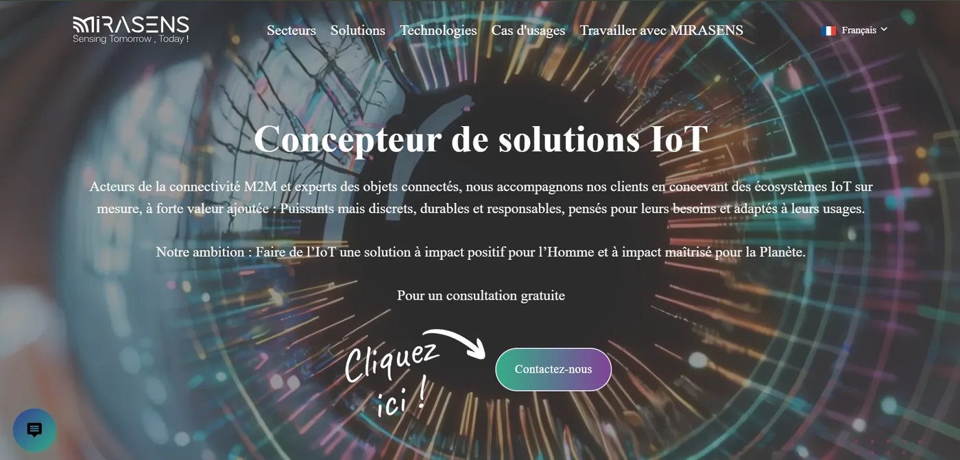 Mirasens homepage mockup