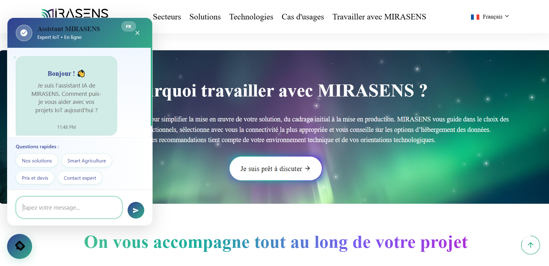 Mirasens Gemini AI chatbot widget